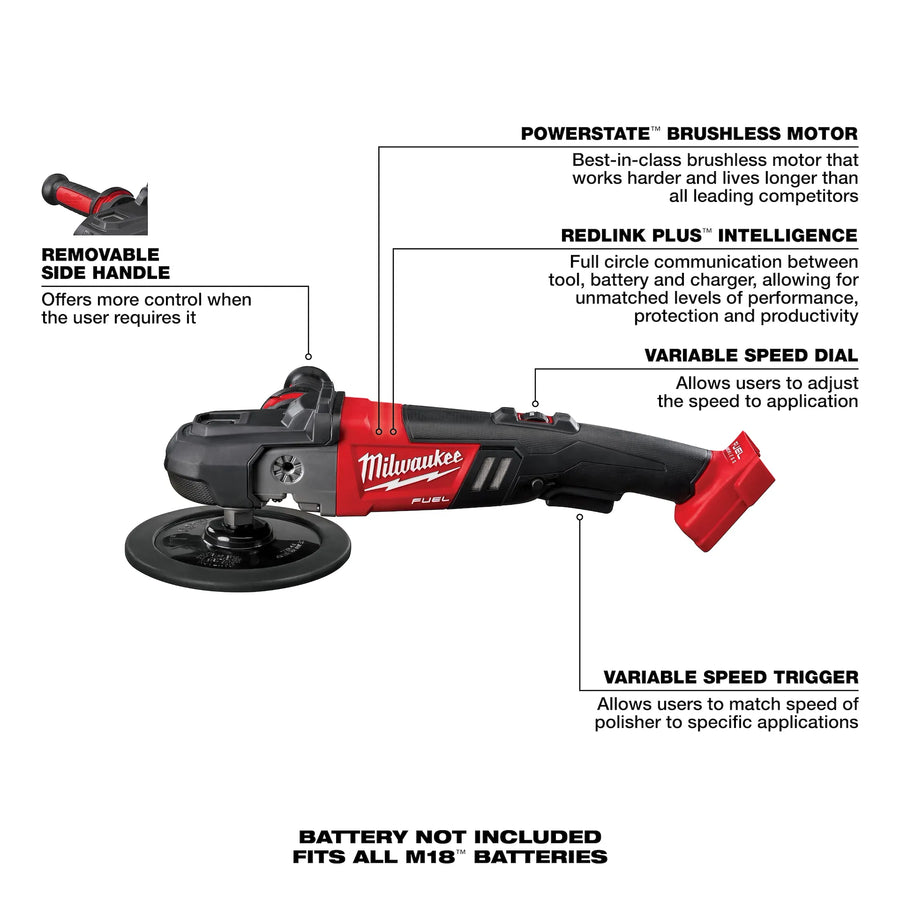 Milwaukee M18 FUEL™ 7” Variable Speed Polisher (2738-20)