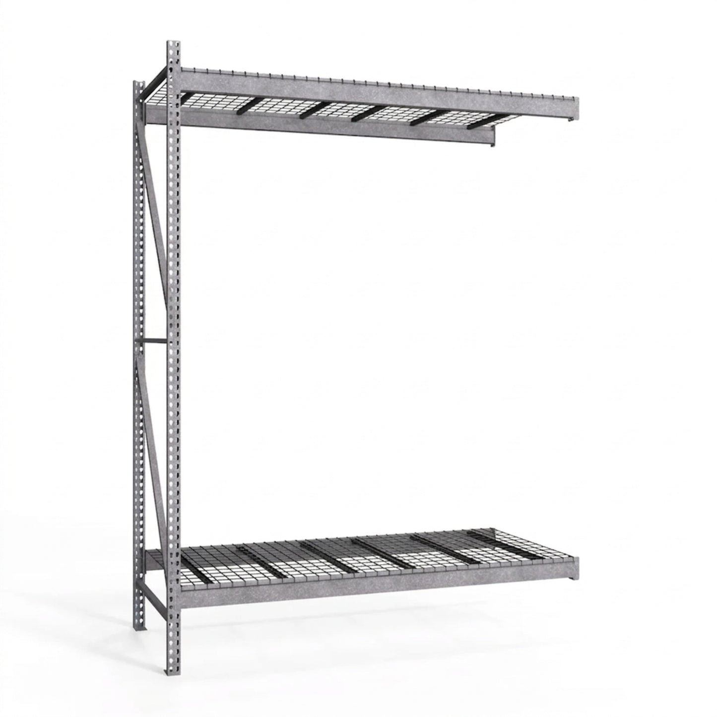 2-Tier Galvanized Teardrop Pallet Rack Add-On Units w/ Wire Decking - 36"d x 144"h