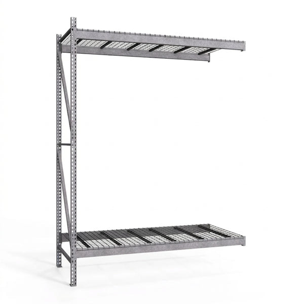 2-Tier Galvanized Teardrop Pallet Rack Add-On Units w/ Wire Decking - 36"d x 144"h