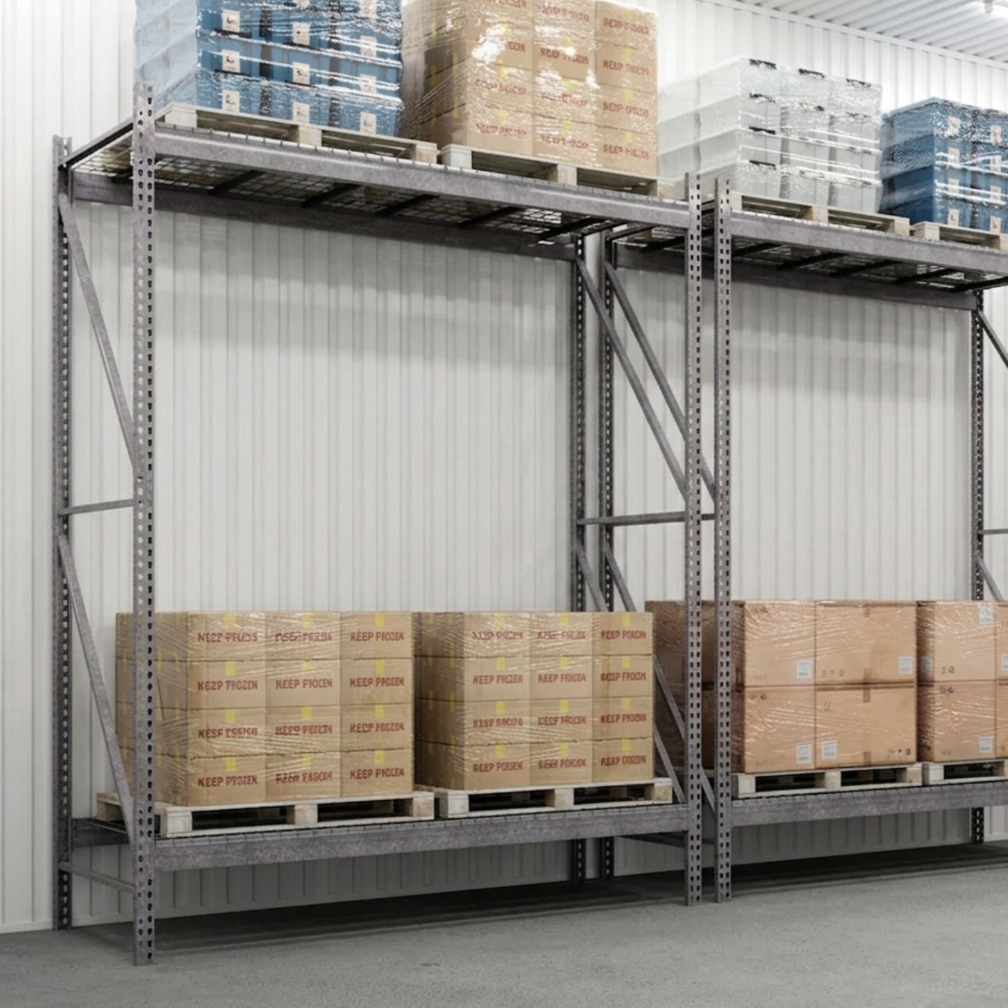 2-Tier Galvanized Teardrop Pallet Rack Starter Units - 42"d x 144"h