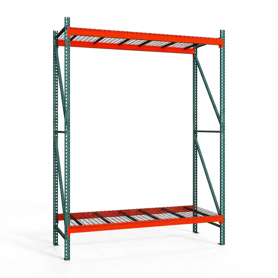 2-Tier Teardrop Pallet Rack Starter Units w/ Wire Decking - Heavy Duty - 42"d x 144"h