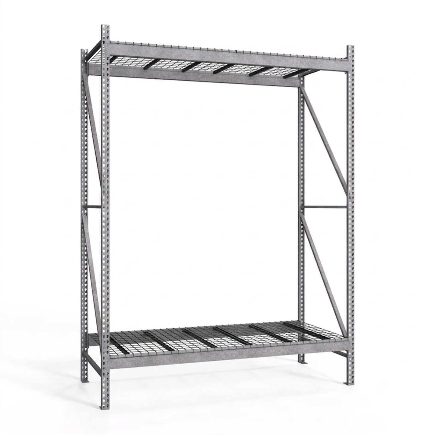 2-Tier Galvanized Teardrop Pallet Rack Starter Units w/ Wire Decking - 36"d x 144"h