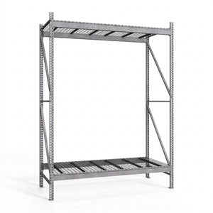 2-Tier Galvanized Teardrop Pallet Rack Starter Units w/ Wire Decking - 36"d x 144"h