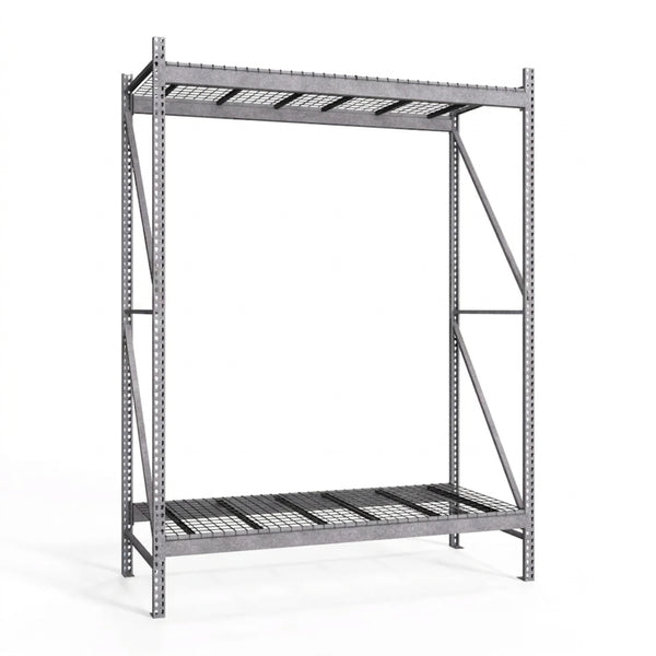 2-Tier Galvanized Teardrop Pallet Rack Starter Units w/ Wire Decking - 42"d x 144"h
