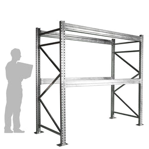 2-Tier Galvanized Teardrop Pallet Rack Starter Units - 42"d x 96"h