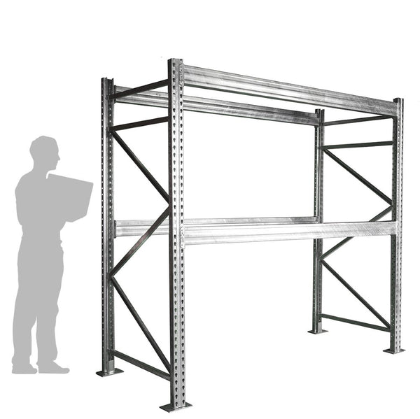 2-Tier Galvanized Teardrop Pallet Rack Starter Units - 42"d x 96"h