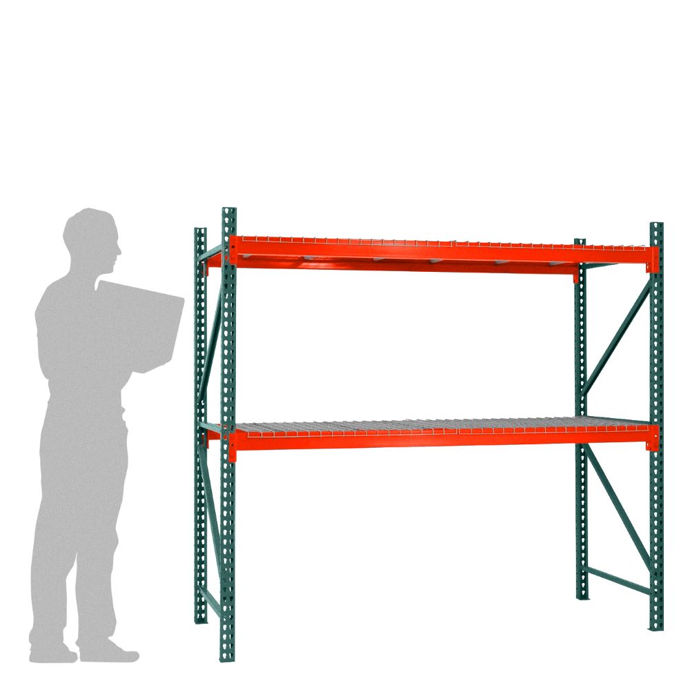 2-Tier Teardrop Pallet Rack Starter Units w/ Wire Decking - 36"d x 72"h