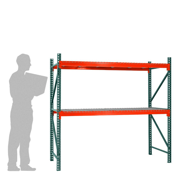 2-Tier Teardrop Pallet Rack Starter Units w/ Wire Decking - 36"d x 72"h