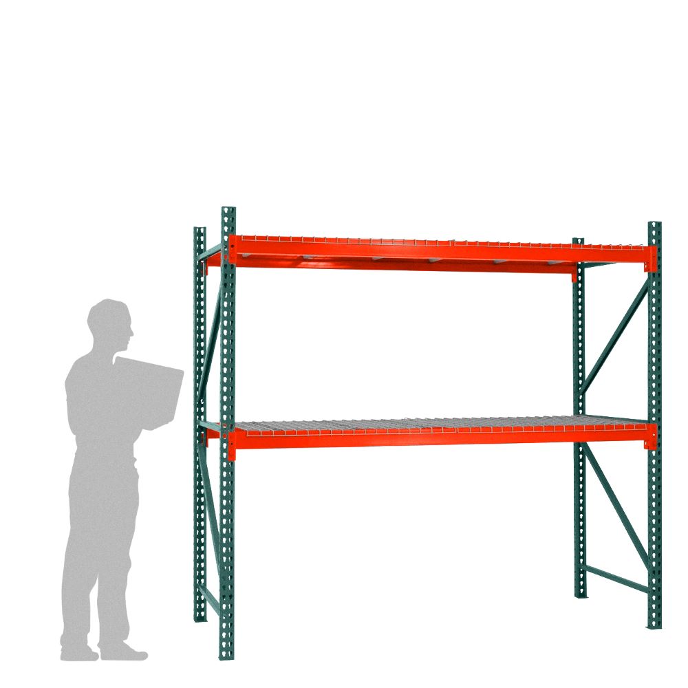 2-Tier Teardrop Pallet Rack Starter Units w/ Wire Decking - 48"d x 96"h