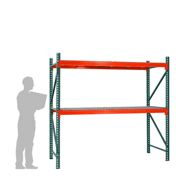 2-Tier Teardrop Pallet Rack Starter Units w/ Wire Decking - 48"d x 96"h
