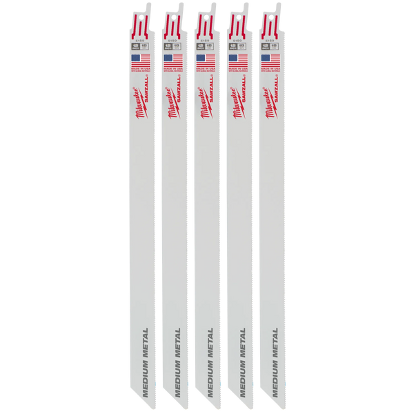 Milwaukee 12" 18 TPI SAWZALL Blade for Medium Metal (5 PK) (48-00-5189)