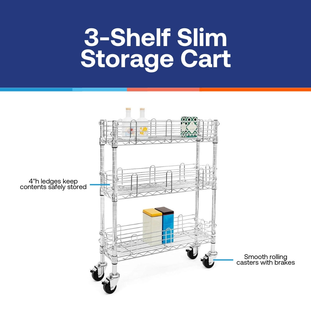 3-Shelf Slim Storage Cart