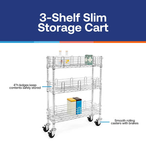 3-Shelf Slim Storage Cart