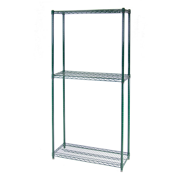 18"d 3-Tier Green Wire Shelving