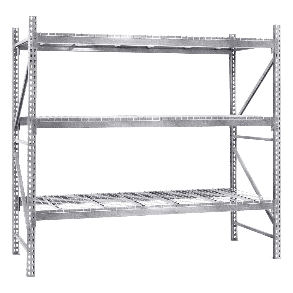 3-Tier Galvanized Teardrop Pallet Rack Starter Units w/ Wire Decking - 42"d x 144"h