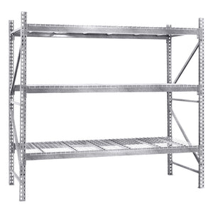 3-Tier Galvanized Teardrop Pallet Rack Starter Units w/ Wire Decking - 42"d x 144"h