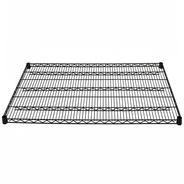 30-inch deep black epoxy wire shelf for corrosion-resistant, high-capacity storage in commercial and industrial settings.