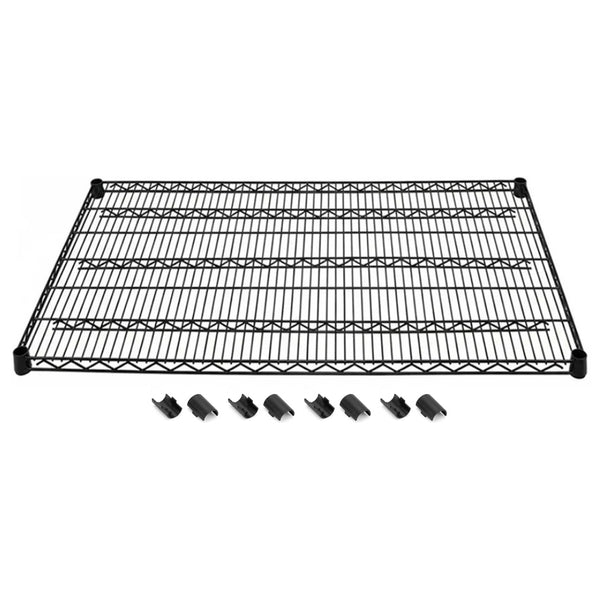 30"d Black Wire Shelves with Shelf Clips
