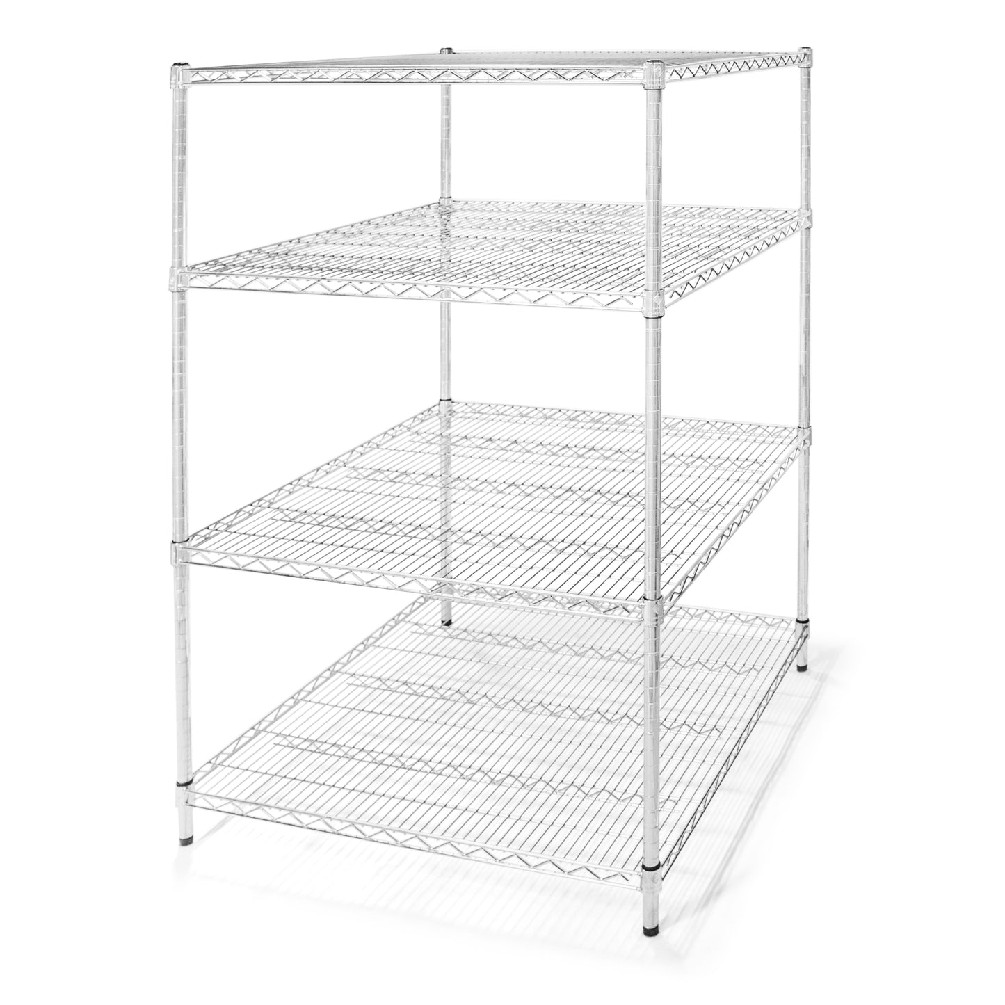 36"d x 36"w Chrome Wire Shelving w/ 4 Shelves