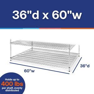 36"d x 60"w Chrome Wire Shelving w/ 4 Shelves