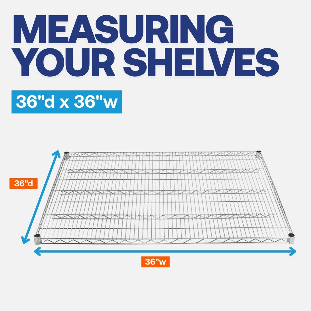 36"d x 36"w Chrome Wire Shelving w/ 4 Shelves