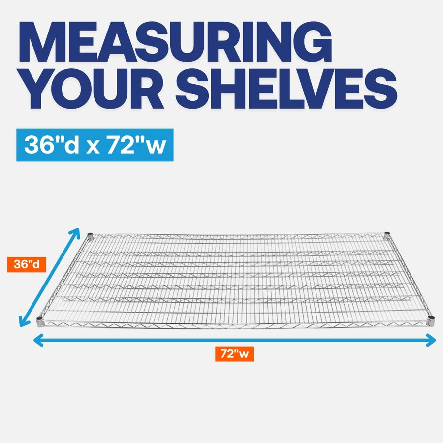 36"d x 72"w Chrome Wire Shelving w/ 4 Shelves