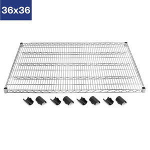 36"d Chrome Wire Shelves with Shelf Clips