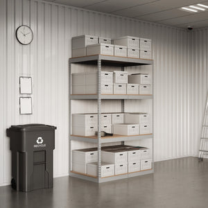 Lyon 36"d 4-Shelf Heavy-Duty Boltless Shelving Starter Units - Gray