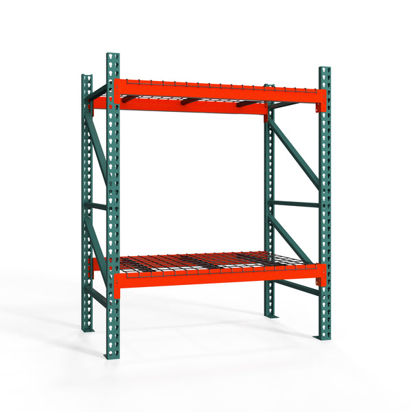 2-Tier Teardrop Pallet Rack Starter Units w/ Wire Decking - 24"d x 72"h