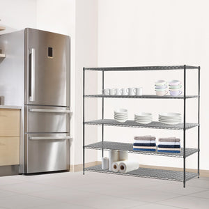 36"d x 72"w Chrome Wire Shelving w/ 5 Shelves