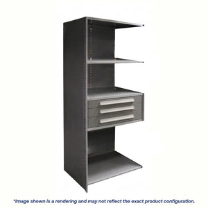 Lyon Closed Steel Shelving with 3 Modular Drawers - Add On Units