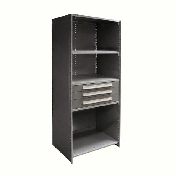 Lyon Closed Steel Shelving with 3 Modular Drawers - Starter Units