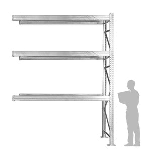 3-Tier Galvanized Teardrop Pallet Rack Add-On Units - 48"d x 144"h