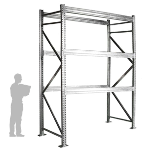 3-Tier Galvanized Teardrop Pallet Rack Starter Units - 42"d x 144"h