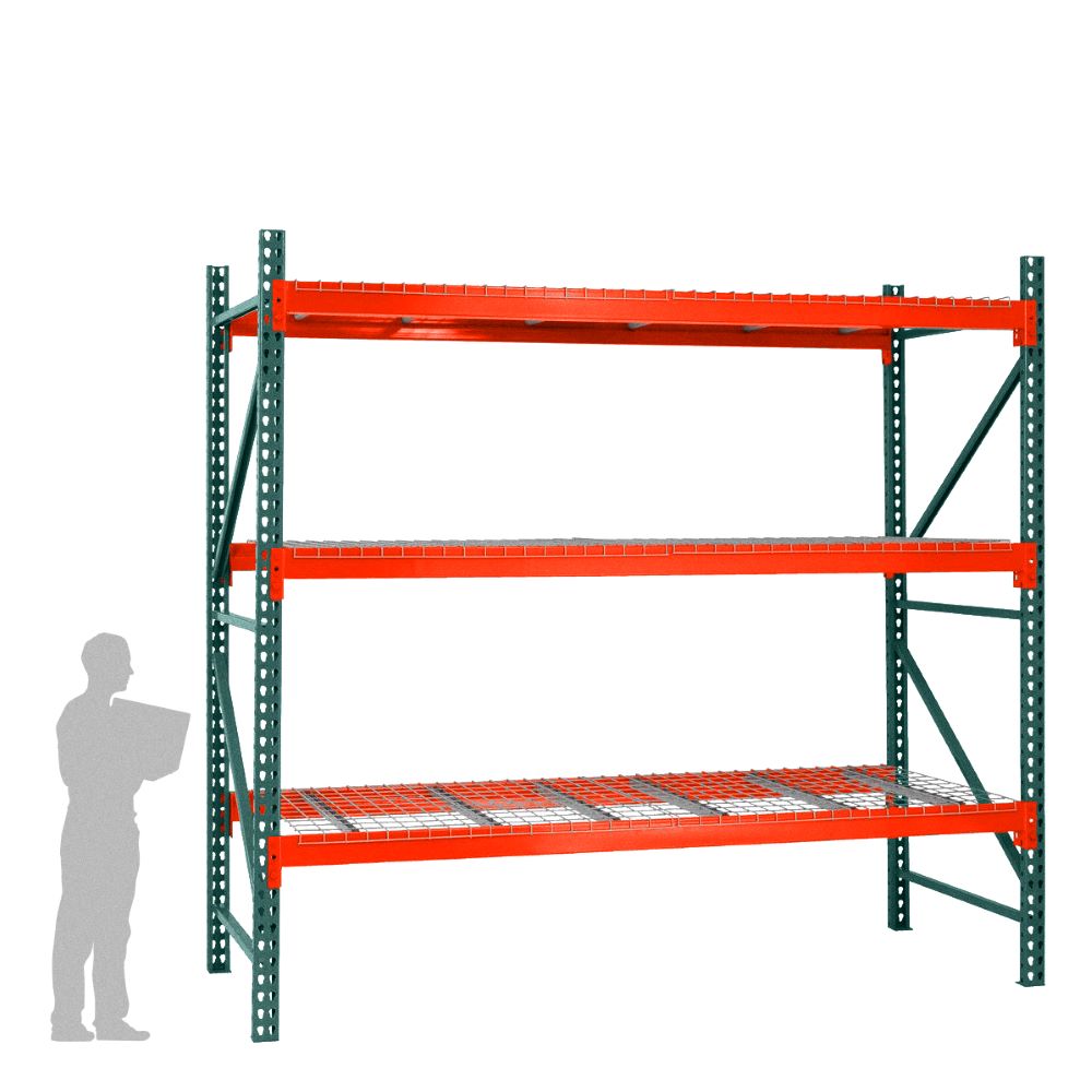 3-Tier Teardrop Pallet Rack Starter Units w/ Wire Decking - Standard Duty - 36"d x 144"h