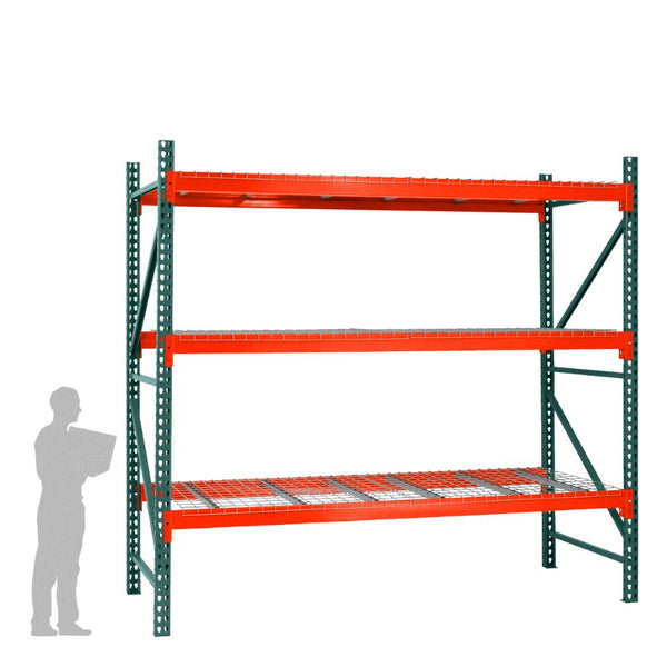 3-Tier Teardrop Pallet Rack Starter Units w/ Wire Decking - Standard Duty - 36"d x 144"h