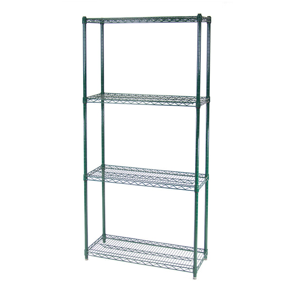 24"d 4-Tier Green Wire Shelving