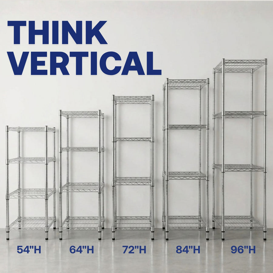 8"d x 24"w Chrome Wire Shelving w/ 4 Shelves