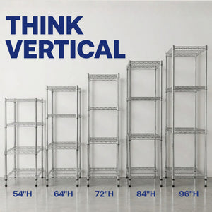8"d x 24"w Chrome Wire Shelving w/ 4 Shelves