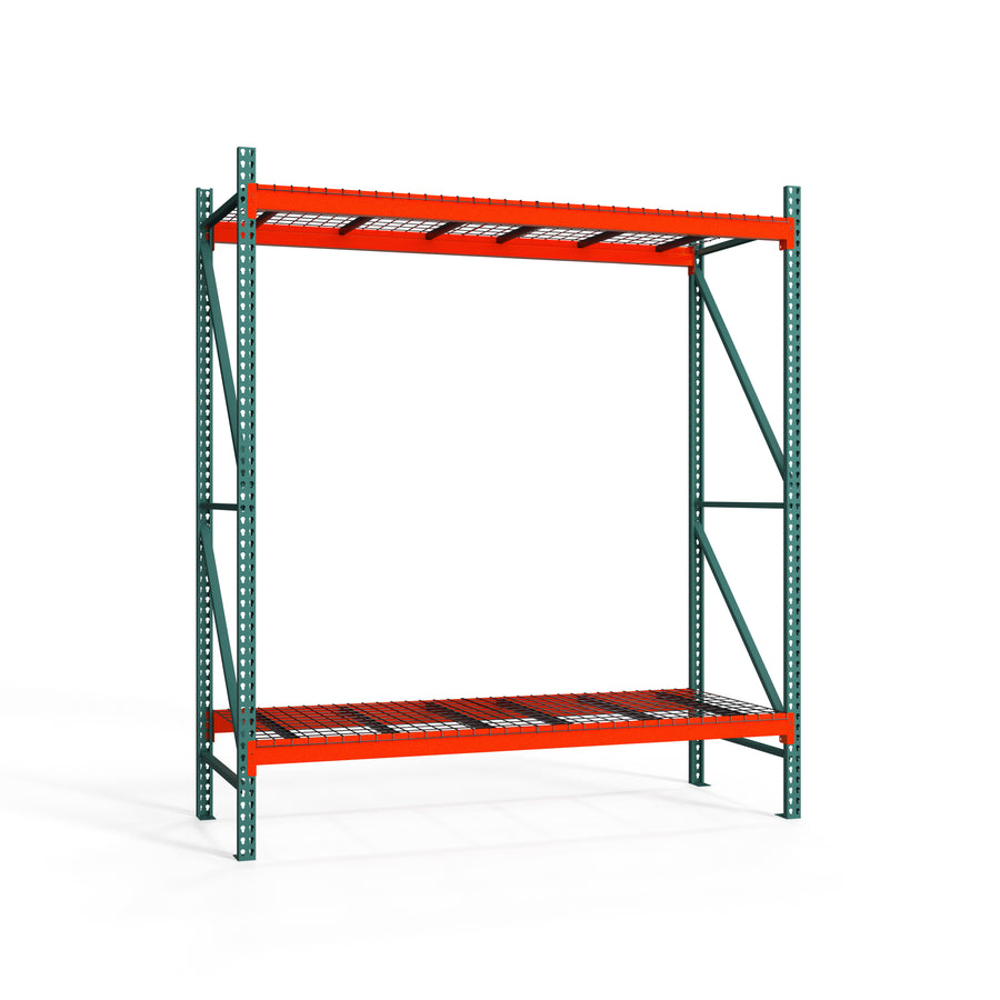 2-Tier Teardrop Pallet Rack Starter Units w/ Wire Decking - 48"d x 120"h