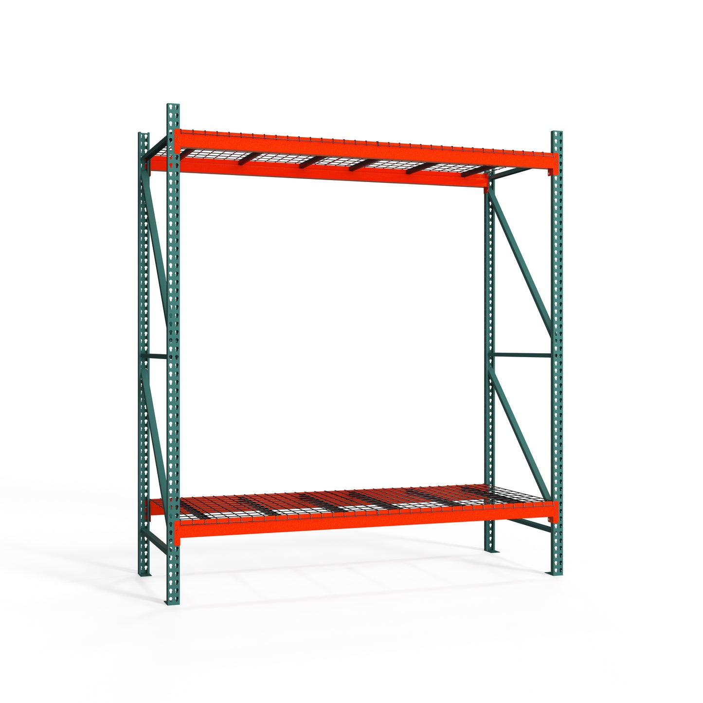 2-Tier Teardrop Pallet Rack Starter Units w/ Wire Decking - 48"d x 120"h