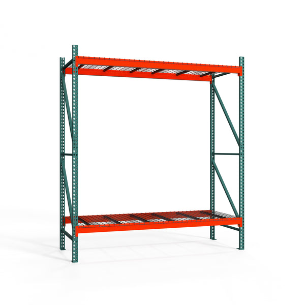 2-Tier Teardrop Pallet Rack Starter Units w/ Wire Decking - 36"d x 120"h