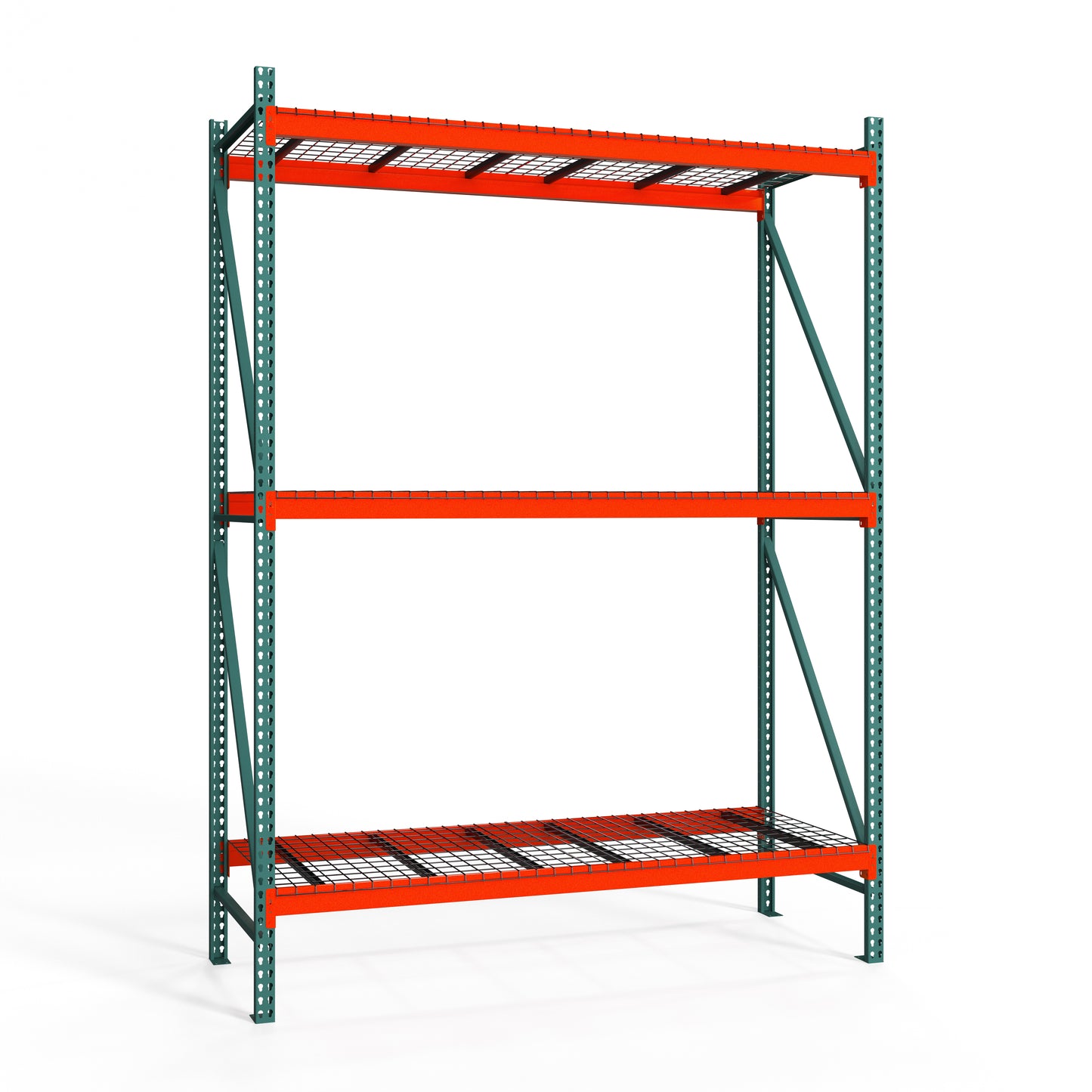 3-Tier Teardrop Pallet Rack Starter Units w/ Wire Decking - Standard Duty - 48"d x 144"h