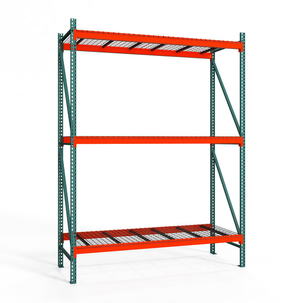 3-Tier Teardrop Pallet Rack Starter Units w/ Wire Decking - Standard Duty - 36"d x 144"h