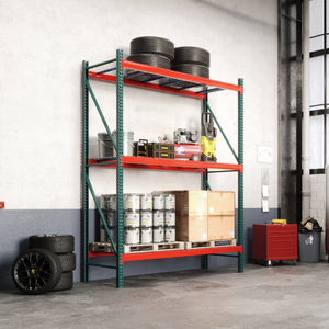 3-Tier Teardrop Pallet Rack Starter Units w/ Wire Decking - Heavy Duty - 48"d x 144"h
