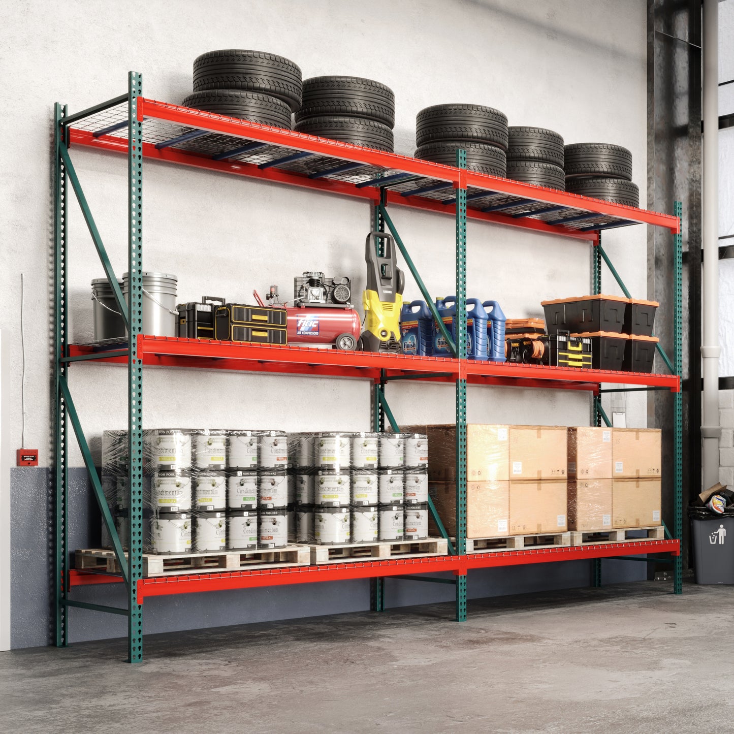 3-Tier Teardrop Pallet Rack Add-On Units - 42"d x 192"h