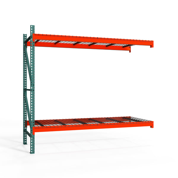 2-Tier Teardrop Pallet Rack Add-On Units w/ Wire Decking - 36"d x 96"h
