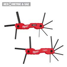 Milwaukee 2-piece 17-key folding hex key set SAE and metric 48-22-2183