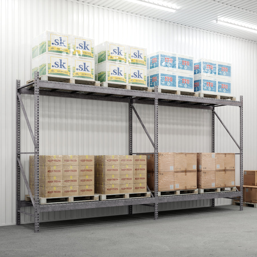 2-Tier Galvanized Teardrop Pallet Rack Add-On Units - 48"d x 120"h