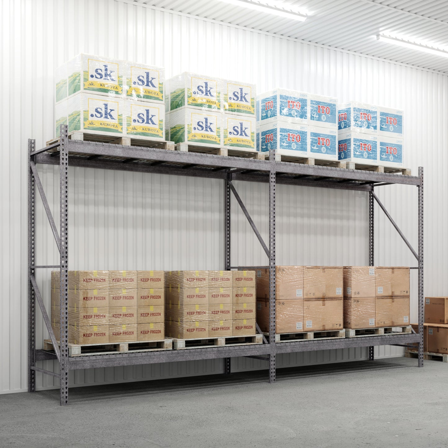 2-Tier Galvanized Teardrop Pallet Rack Add-On Units - 48"d x 120"h